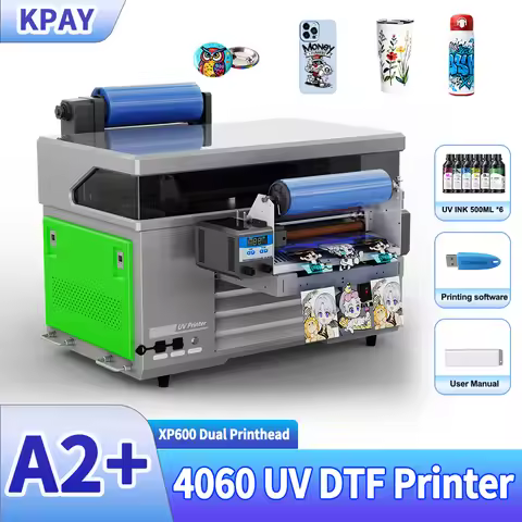 Dual Head A2 UV DTF Printer For Epson XP600 UV Flatbed Printer UV DTF Film Roll Printer For Metal Gl