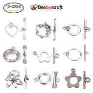 Beebeecraft 10~20set Tibetan Style Alloy Toggle Clasps Flower Antique Silver for Jewelry Bead Making