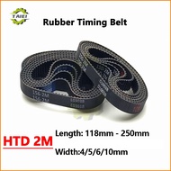 HTD 2M Rubber Timing Belt Length 118 120 126 130 136 140 142 150 156 162 164mm Width 4/5/6mm Vacuum