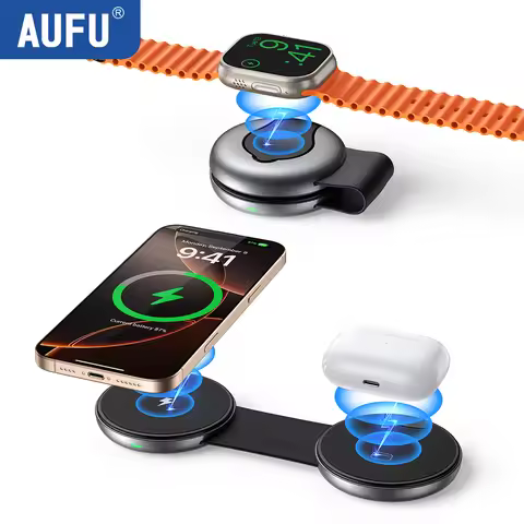 Wireless Charger 3 in 1 Foldable Magnetic Wireless Charging Station for iPhone 16 15 Pro Max Airpods