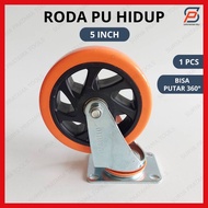 5 Inch PU Trolley Wheels 5" Inch Orange Medium Duty Showcase Caster Wheels Trolley Wheels Heavy Duty