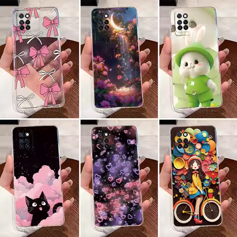 For Infinix Note 10 Pro NFC Case Cute Rabbit Clear Silicon Soft TPU Cover For Infinix Note 10 Phone 