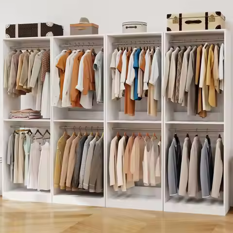 Wood Closet Organizer System 8FT-21FT Adjustable Storage Wardrobe Shelving Hanging, Customized