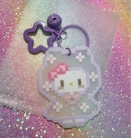 Hello kitty 閃粉半透拼豆鎖匙扣