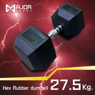 ดัมเบล6เหลี่ยม หุ้มยาง แบบจำกัดน้ำหนัก 27.5Kg (1ข้าง)