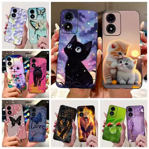 For Motorola Moto G04 G04s Case Cute Cat Fashion Painted Cover Soft Silicone Phone Case For Moto G04
