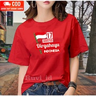 MERAH Adult T-shirts Hut Ri 80 Buju Happy Indonesian My Independence Day Red and White Tops Buju Gir