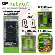 [Genuine] GP PowerBank Universal Charger PB19 for AA,AAA,9V,C,D / 1's 9V 200mAh / 2's C 3000mAh / 2'