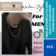 For MEN-Western Style High Quality Snake Bone Chain Necklace Jewellery / Rantai Leher Lelaki Kalung 