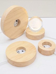 1個橡木led燈和水晶底座,usb接口木製裝飾夜燈,圓形燈架,暖光水晶球底座