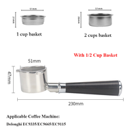 51mm Bottomless Portafilter For Delonghi Coffee Machine EC9335/EC9665/EC9155  Coffee Filter Holder  