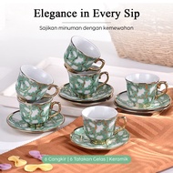 SUNFILI Elegant Ceramic Coffee Cup Set 6 Pcs