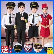 kids costume occupation baju pilot kanak kanak Chinese Captain Uniform Children's Aviation Pilot Suit Boys and Girls Pilot Stewardess Empty Clothes Flight Attendant Clothing