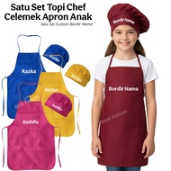 Kids Apron A Set of Chef Hats and Aprons for Children with Custom Name Embroidery Customised Apron