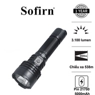 SOFIRN C8L flashlight, 3100 lumen brightness, 531m range, USB Type C charging, 21700 battery (includ