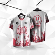 Pink Choii Jersey Tshirt Lelaki 3d Flame Graphics Thailand Viral Jersey Retro Collar Viral Streatwea