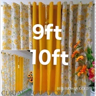 9ft and 10ft bellflower 3in1/1pc ring curtain cretona cotton