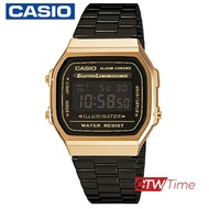 ส่งฟรี !! CASIO  นาฬิกาข้อมือผู้หญิงสายสแตนเลส รุ่น A168WEGB-1BDF สีดำ