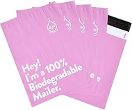 9.8x13 Inches 100% Biodegradable D2W Poly Mailers, 50pcs Pink Compostable Envelopes Shipping Bags, E