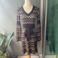 USED Cynical wool blend retro zigzag knit dress size 2 (Missoni Style)