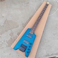 กีตาร์เบสไฟฟ้า4สายแบบไม่มีหัวคอเมเปิ้ลแบบกีต้าร์สีมะฮอกกานีและแบบคั่วและฟิงเกอร์บอร์ดน็อตทองเหลืองสี