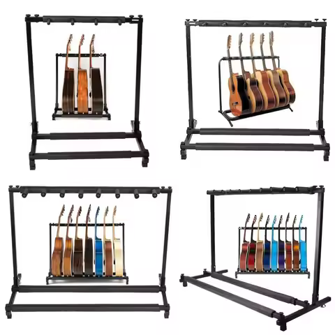 3/5/9 Triple/Five/Seven Multiple Guitar Bass Stand Holder Stage Folding Rack