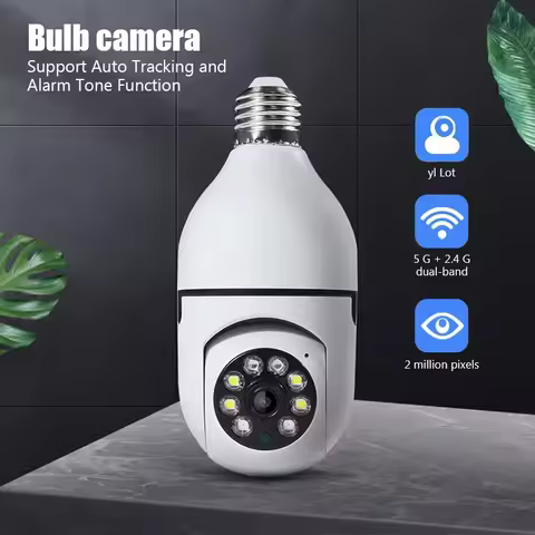 E27 Bulb Wifi Camera Human Tracking Color Night Vision 360 ° Rotation Intercom 2MP Camera Yi Lot APP