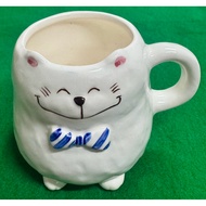 Ceramics fat cat mug, unique, favorite mug of cat lovers, Preloved
