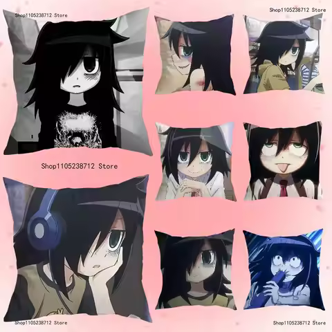 W-Watamote Tomoko Kuroki Anime Pillow Case Anti-dustmite Pillowcase Invisible zipper silky short plu