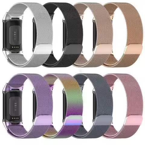 Stainless Steel Band For Fitbit Charge 5 6 Smart Watch Magnetic Loop Mesh Bracelet Wrist Strap For F