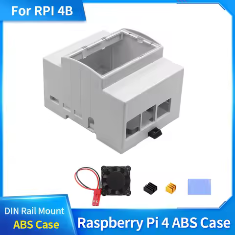 Raspberry Pi 4 ABS Case DIN Rail Mount Large Inner Space Compatible with Various Raspberry Pi HATs f