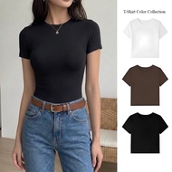 PLATINUM WORLD - Basic Slim-fit T-Shirt Premium Quality Rayon SpandexWanita D5
