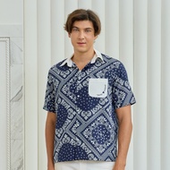 VACAY INDEED | Diddy Shirt ลาย Navy Paisley เสื้อเชิ๊ดมีกระเป๋า  /พร้อมส่ง*