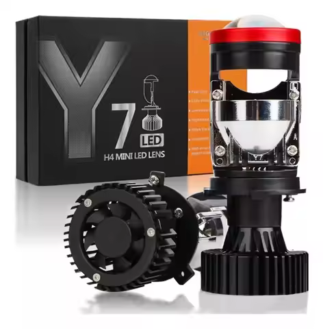 Y7D 120W H4 Headlights Car Bulb LED Mini Projector Lens 6000K High Low Beam Turbo Fan Auto LED Lamp 