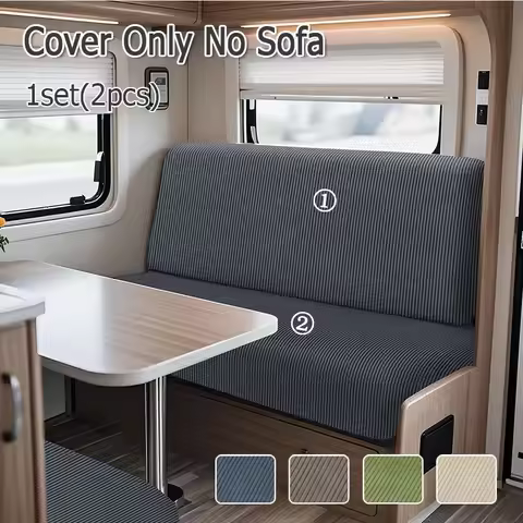 2pcs/set Stretch RV Dinette Cushion Covers Solid Color Anti-dirty Camper Car RV Chair Sofa Cover Sli