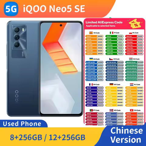 iQOO Neo 5 SE 5G RAM 8GB/12GB ROM 256GB 6.67in LCD 395ppi 4500mAh GPS 50MP Camera Face Wake used pho