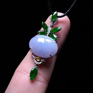 紫羅蘭翡翠蛋面設計款吊飾 18K金鑽石鑲嵌 | 天然緬甸玉A貨翡翠 |