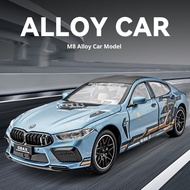 DL 1:24 BMW M8 sports car Metal Alloy Toys Car Model Diecast Vehicle For Boys Kids Simulation Sound 