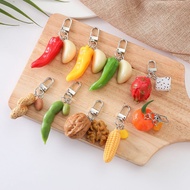 Simulation Garlic Keychain Food Model Hanging Pepper Edamame Walnut Red Date Lotus Seed Orange Bag H