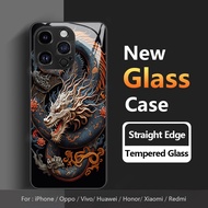 New Trendy Dragon Casing OPPO A98 Reno 8Z 7Z 8T 6Z 5Z 2Z 2F 9 8 7 6 5 7SE 4SE 10 Pro Plus Pro+ Tempered Class Case A93S A78 A53 2022 A11S A11X A9 A5 2020 A9X K9 K9s F11 R17 Cover