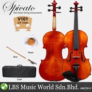 Spicato Italy Violin V101 Three Quarters Size 3/4 Violin With Carry Bag Bow Rosin