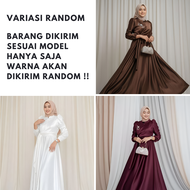 Sasya.clo - Khanza Long Dress Bahan Satin Velvet Size M L XL XXL Busui Friendly / Baju Gamis Wanita