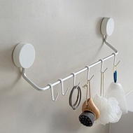 【日本霜山】日系簡約風無痕壁掛式毛巾架(附小掛勾6入)