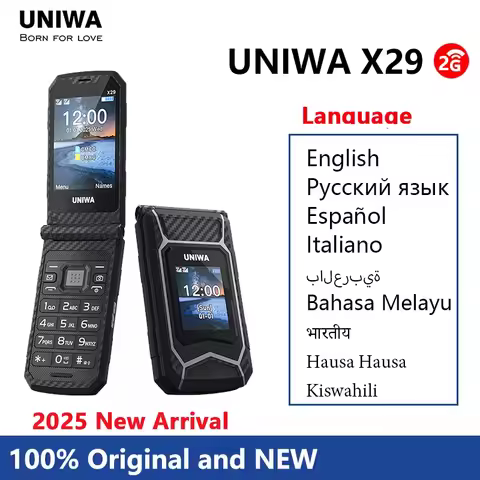 UNIWA X29 GSM Flip Phone 2.8 Inch Double Screen Dual SIM Big Font Big Button For Senior 2000mAh Wire