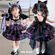 Sanrio Kuromi ชุดเดรสทั้งชุดชุดเจ้าหญิงฮาโลวีนสำหรับเด็กผู้หญิงชุดเดรสคอสเพลย์งานเลี้ยงวันเกิดสไตล์โ