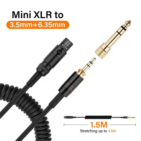 6.35 / 3.5mm Male to Mini XL Spring Headphone Cable for AKG K240 K702 Q701 K271 K267 K712 Headset Re