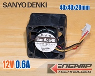 (มือสอง) [FAN] พัดลม 12Vdc 0.6A 4สาย SanAce40 9GV0412P3J04 ขนาด 40x40x28mm