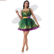 MYLITTLELASS Adullt Woman Enchanted Forest Fairy Costume Green Leaf Dress with Purple Tutu & Wings