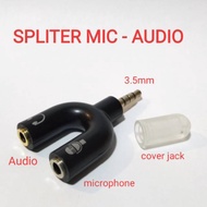 3.5mm U-Shaped Audio Splitter + Mic to Headphones & Mic 2 in 11 Jack Microphone/