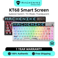 Machenike KT68 Pro Smart Screen transparent mechanical keyboard 65% Form Factor Gateron North Pole 2.0 Switch Hot-Swappable RGB Backlit Tri-mode bluetooth wireless keyboard yellow/brown switch